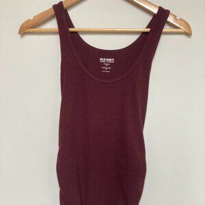 Old Navy Maternity First Layer Ribbed Tank Top XS Burgundy Stretch Basic